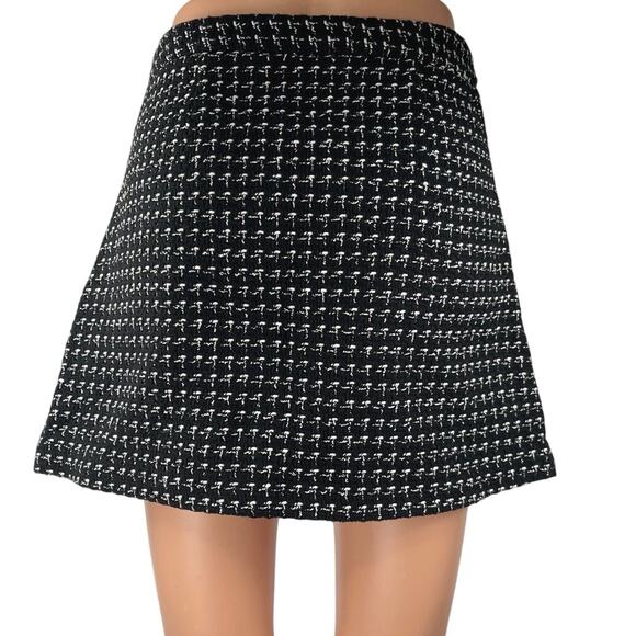 Mango MNG Women's Black White Tweed Knit Split Hem Mini A-Line Skirt Size S - Picture 3 of 5